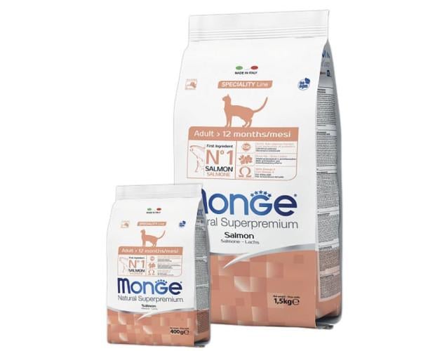 Корм сухой Monge Cat Monoprotein Salmone для взрослых котов всех пород 400 г