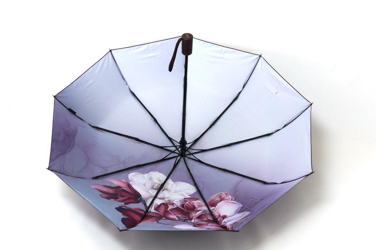 Зонтик автоматический женский Unique с цветами 9 спиц Шоколадный (3009/2) - фото 2 Зонтик автоматический женский Unique с цветами 9 спиц Шоколадный (3009/2) - фото 2