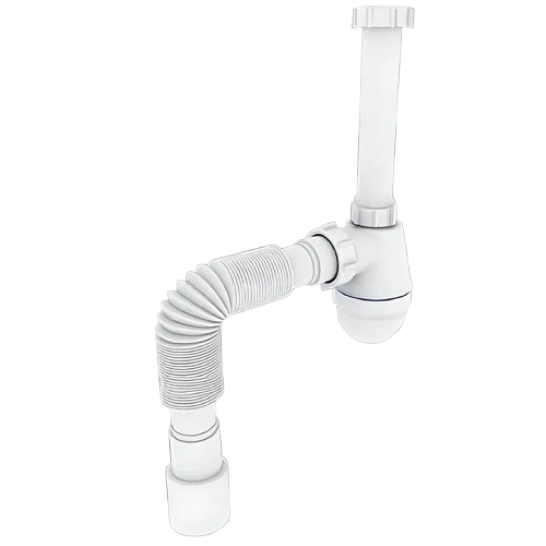 Сифон для умывальника Zerix SU-03-В без выпуска с ревизией 1 1/4" Белый (ZX5084)