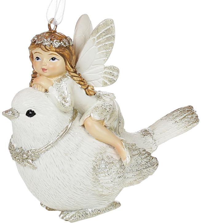 Статуэтки подвесные Фея на птичке полистоун 9 см 4 шт. Белый (BD-707-912)