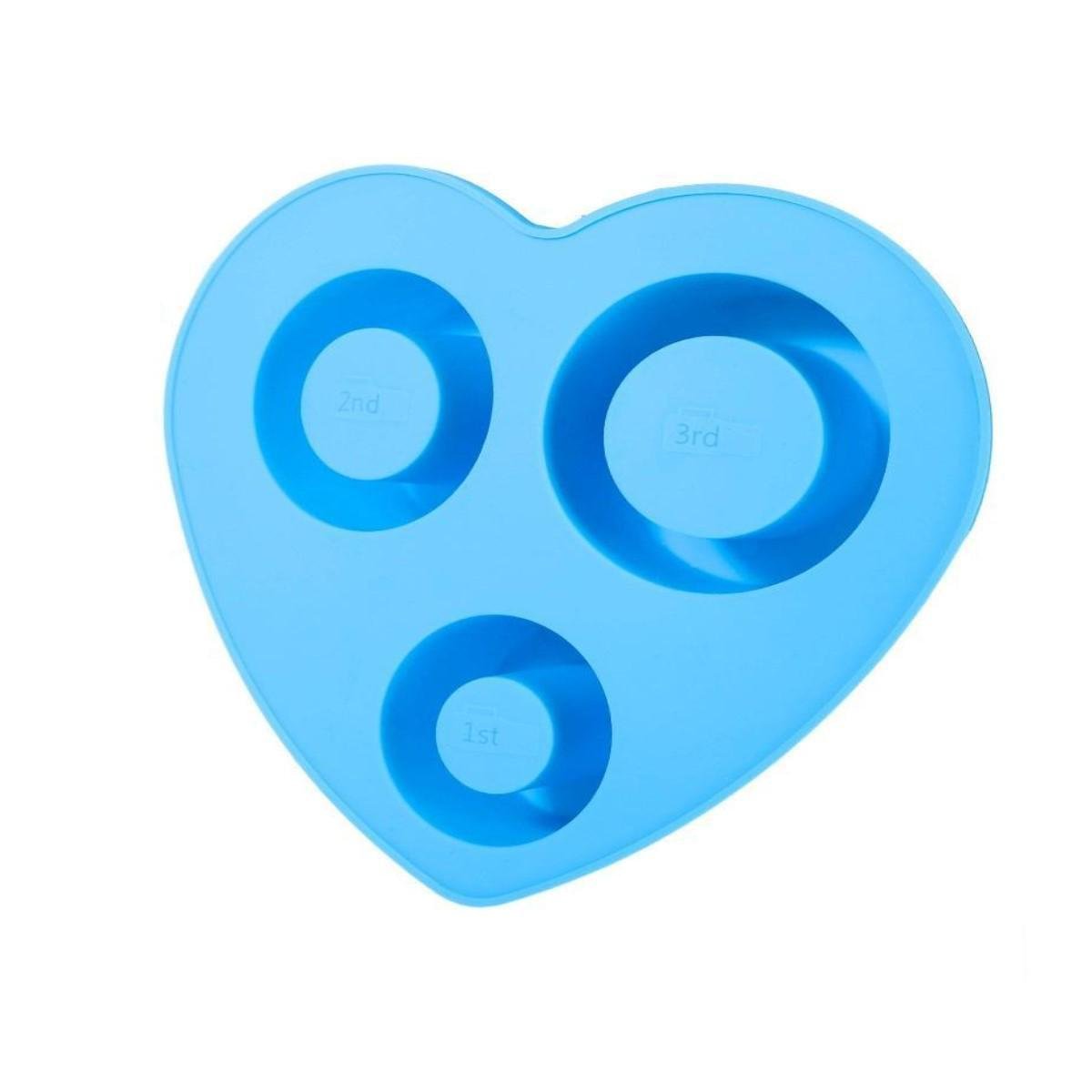 Форма для льоду Серце ICof 3 комірки у вигляді стопок силіконова з кришкою Блакитний (R051584)