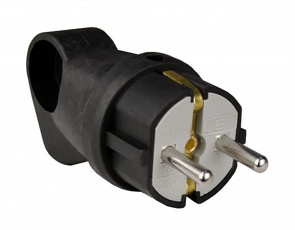 Силовая вилка угловая АСКО A0250010016 16А 2P+PE каучук с кольцом