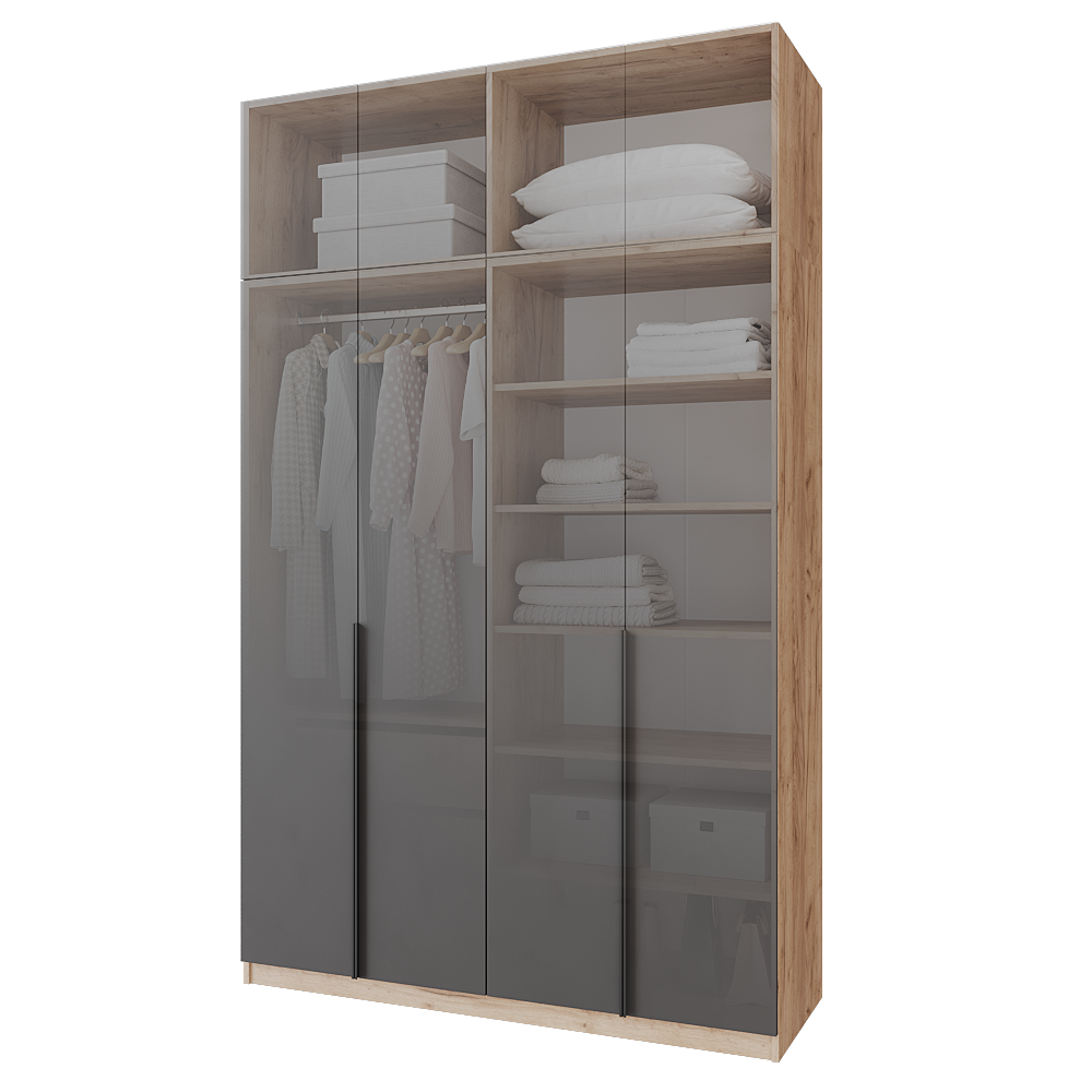 Шафа розпашна з тумбою та антресолью Меблітренд Чиназес Чита-1600.4 1600х500х2450 мм Дуб крафт золотий/Графітовий (27356862) - фото 3 Шафа розпашна з тумбою та антресолью Меблітренд Чиназес Чита-1600.4 1600х500х2450 мм Дуб крафт золотий/Графітовий (27356862) - фото 3