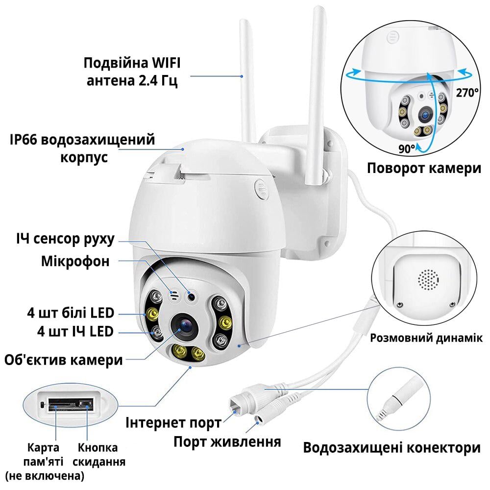 Камера відеоспостереження IP WI-FI вулична з датчиком руху та функцією голосового зв'язку (00369) - фото 4