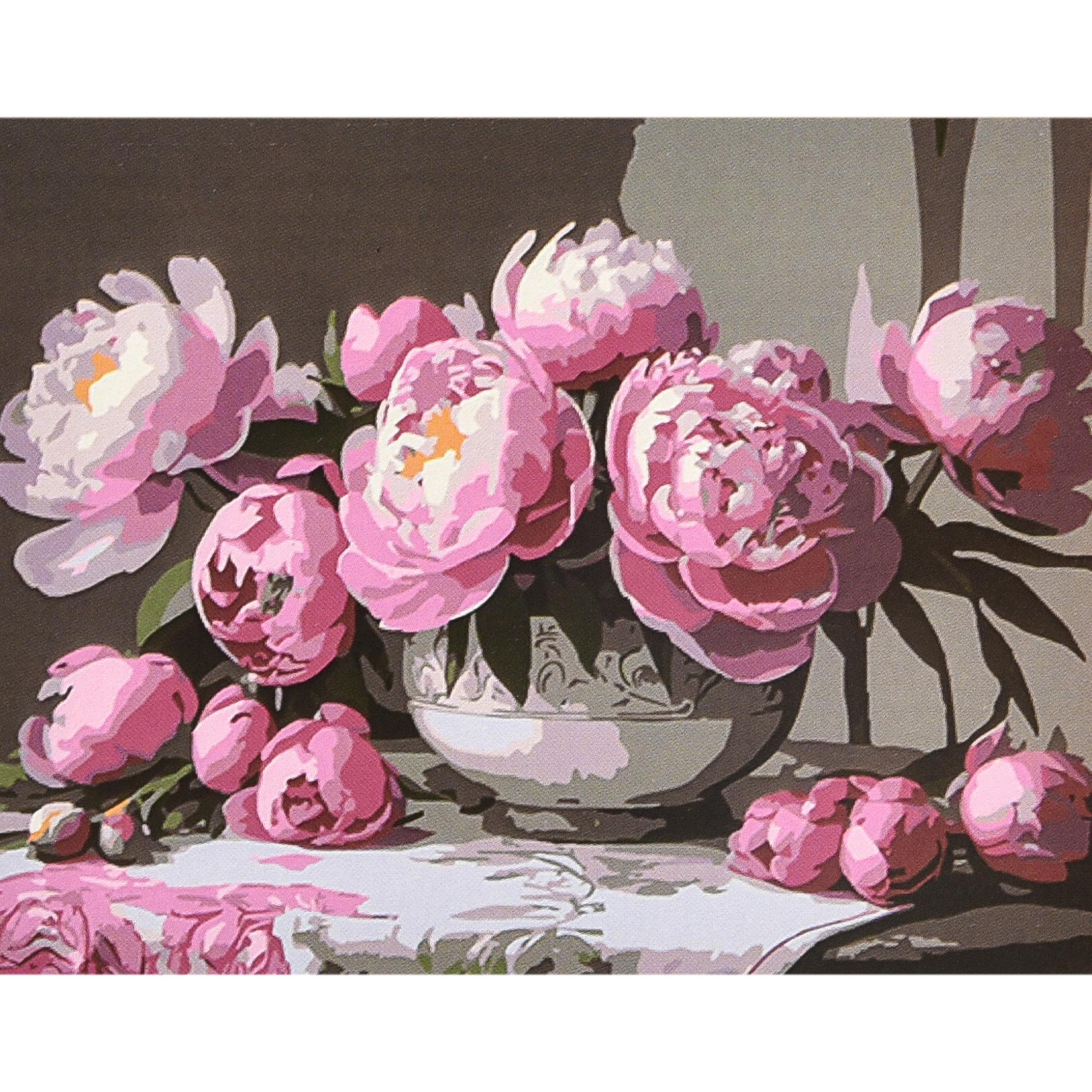 Картина по номерам Strateg Премиум Тепло пион в весе с лаком и уровнем 40x50 см (Str-VA-4650)