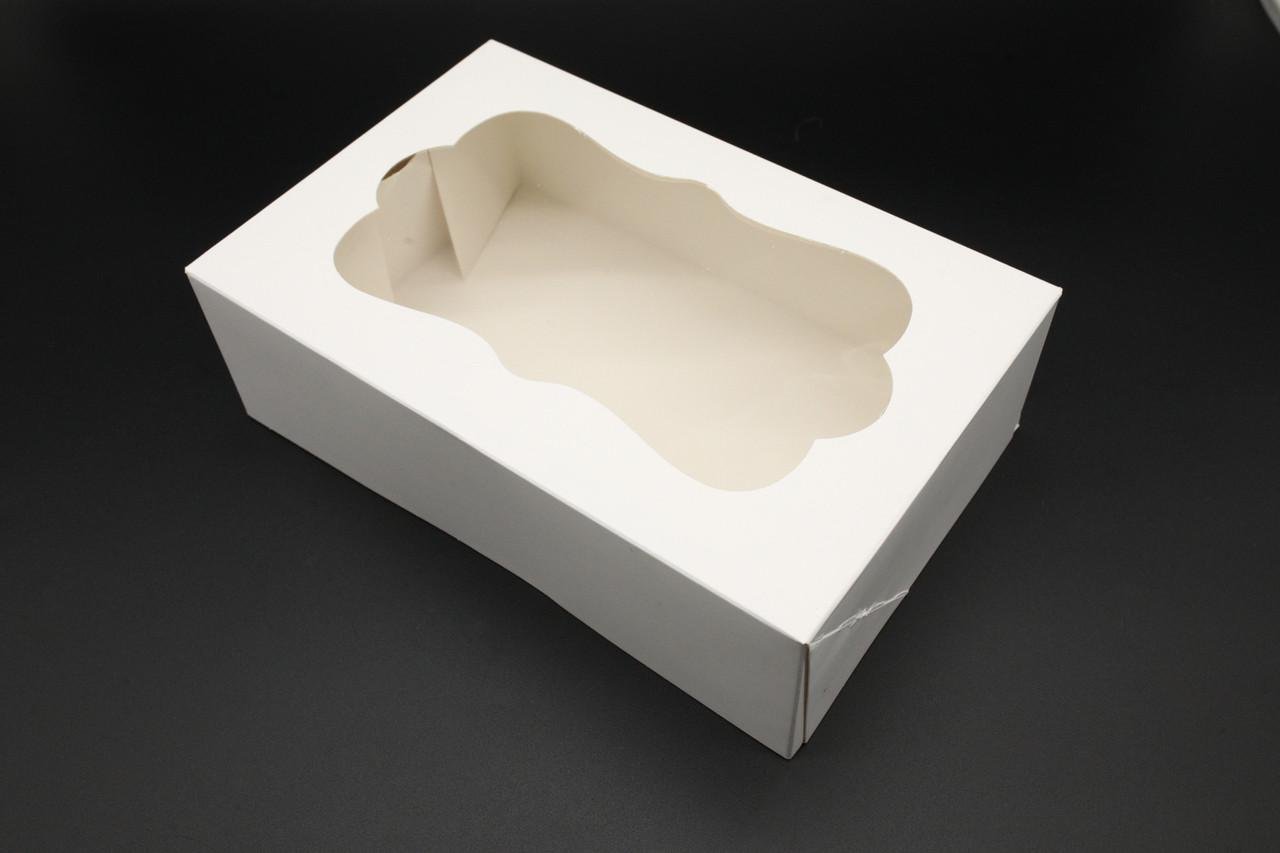 Коробка подарочная с откидной крышкой сборная с фигурным окошком 22,5х14,5х7 см Белый (OA-46) - фото 4