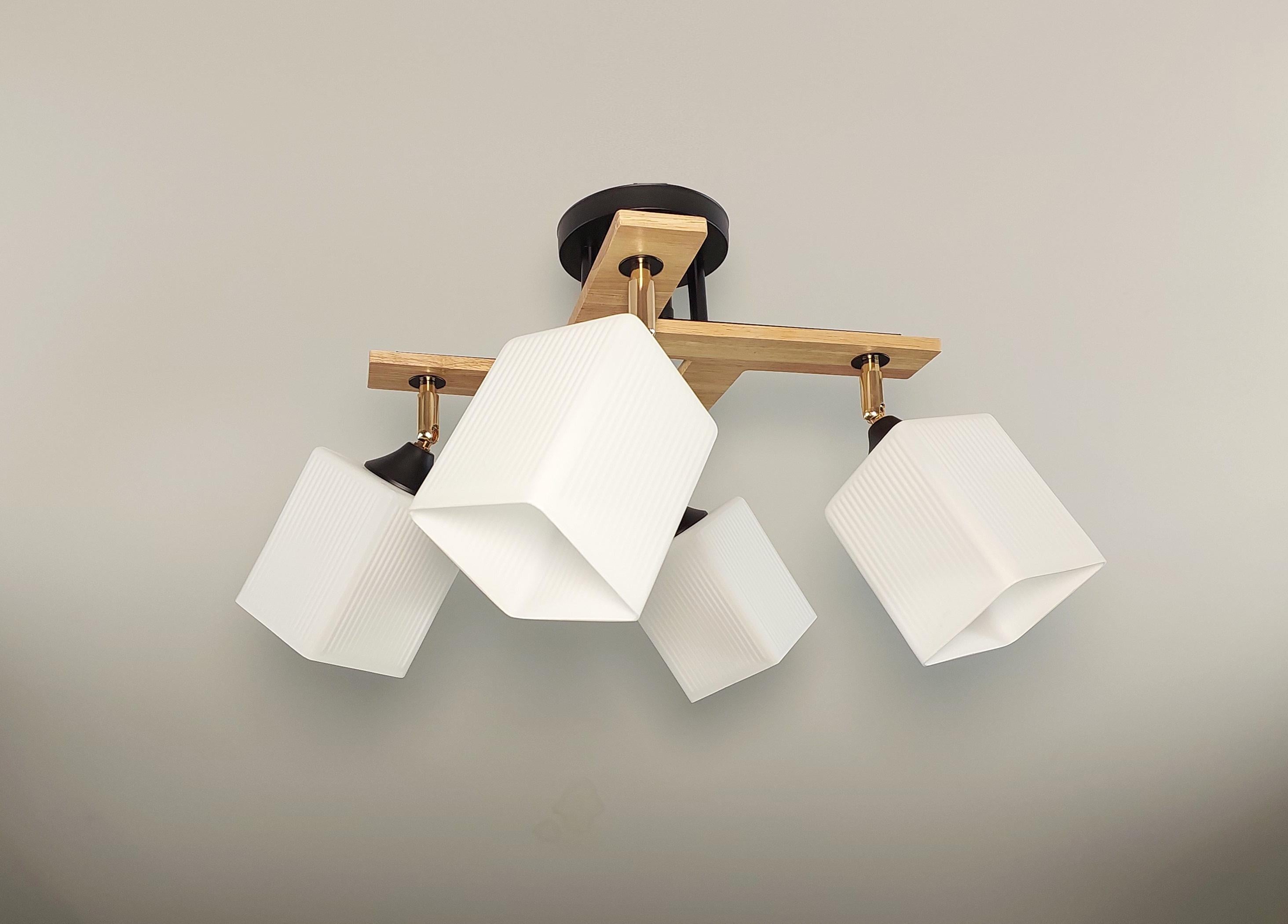 Люстра потолочная деревянная 5293/4 на 4 поворотных плафона Черный (23183264)