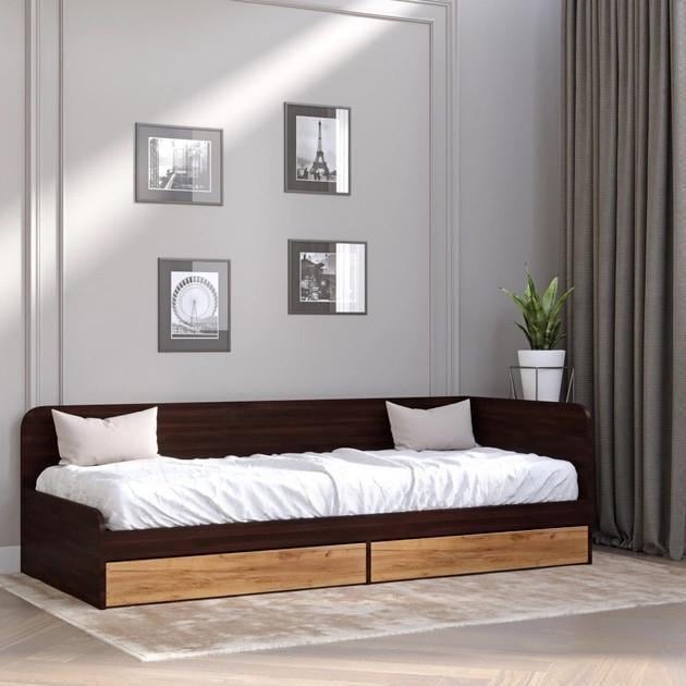 Ліжко односпальне Еверест Соната-800 суцільний щит 80x190 см з шухлядами Венге/Крафт золотий (EVR-20244) Ліжко односпальне Еверест Соната-800 суцільний щит 80x190 см з шухлядами Венге/Крафт золотий (EVR-20244)