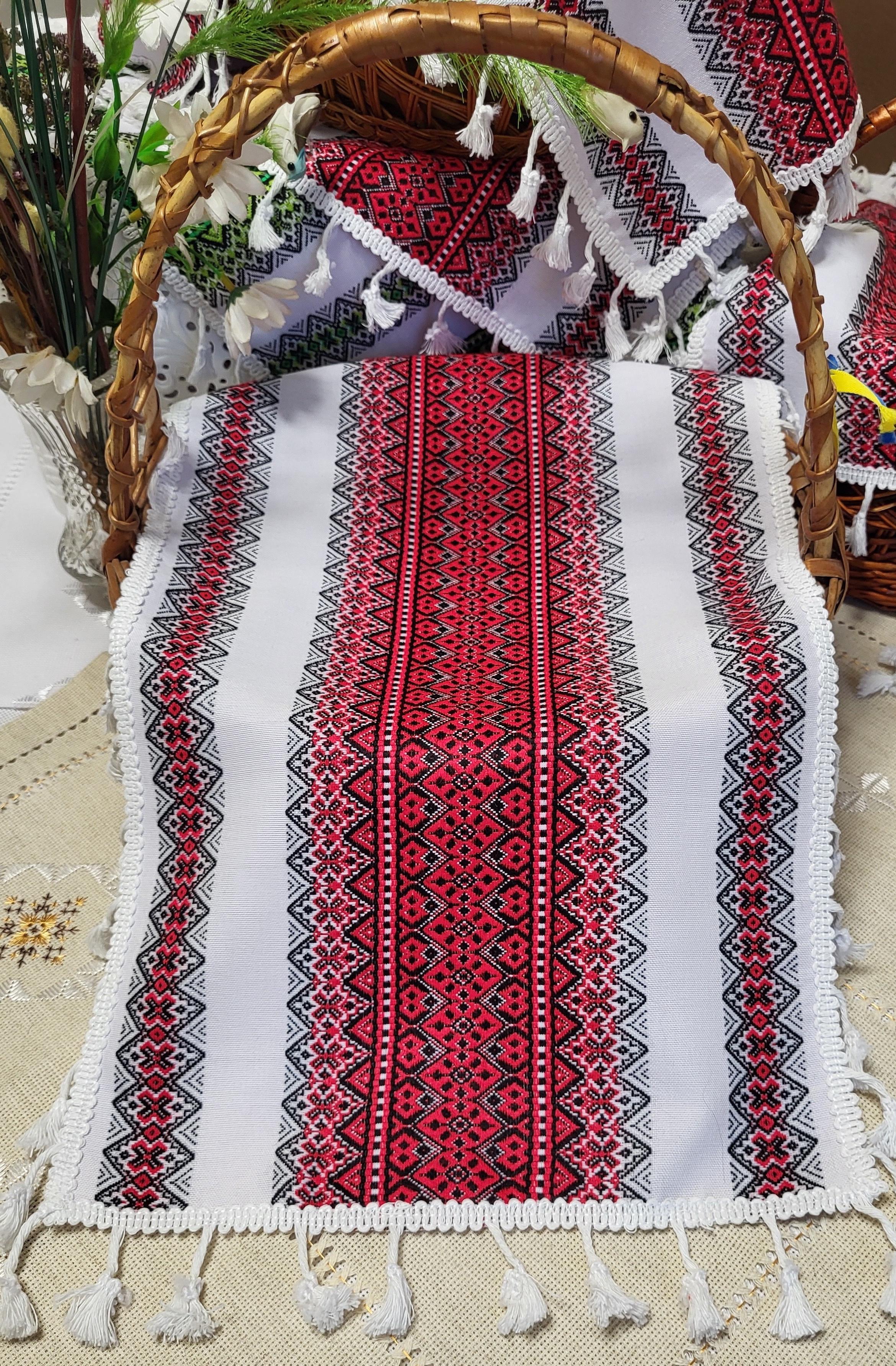 Серветка-рушник тканинно-декоративна з торками на святковий кошик (Арт-064серед)