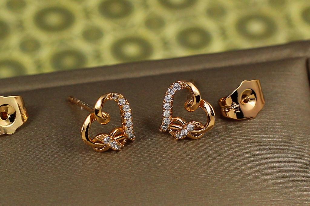 Серьги гвоздики Xuping Jewelry Сердце с бесконечностью 9 мм Золотистый (2089189640)