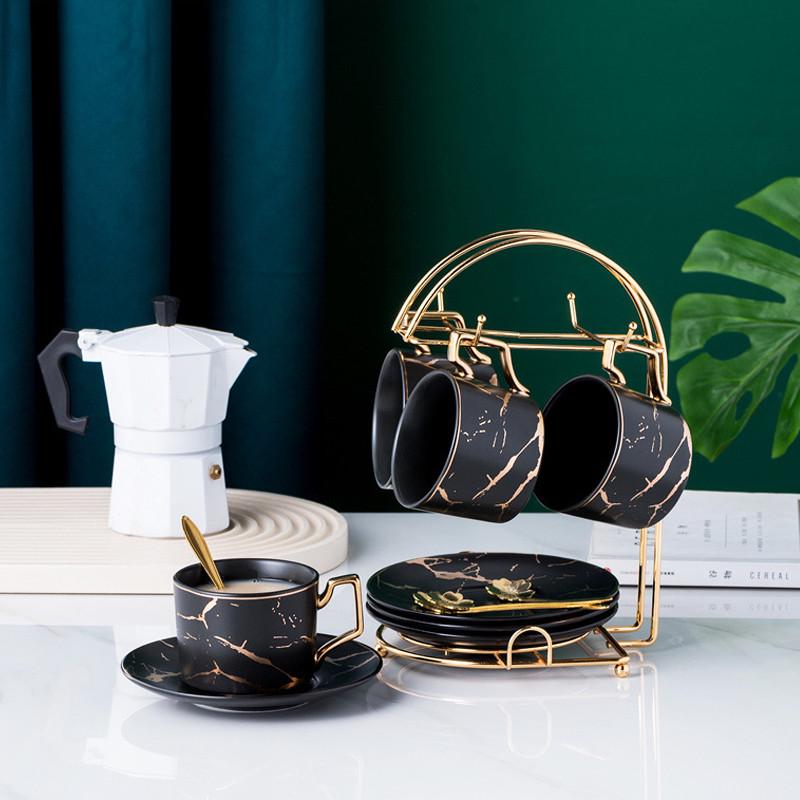 Сервиз чайный подарочный Lesko Мраморная роскошь чашки 4 шт./блюдца 4 шт./ложки 4 шт. с подставкой Black (28525205) - фото 6 Сервиз чайный подарочный Lesko Мраморная роскошь чашки 4 шт./блюдца 4 шт./ложки 4 шт. с подставкой Black (28525205) - фото 6