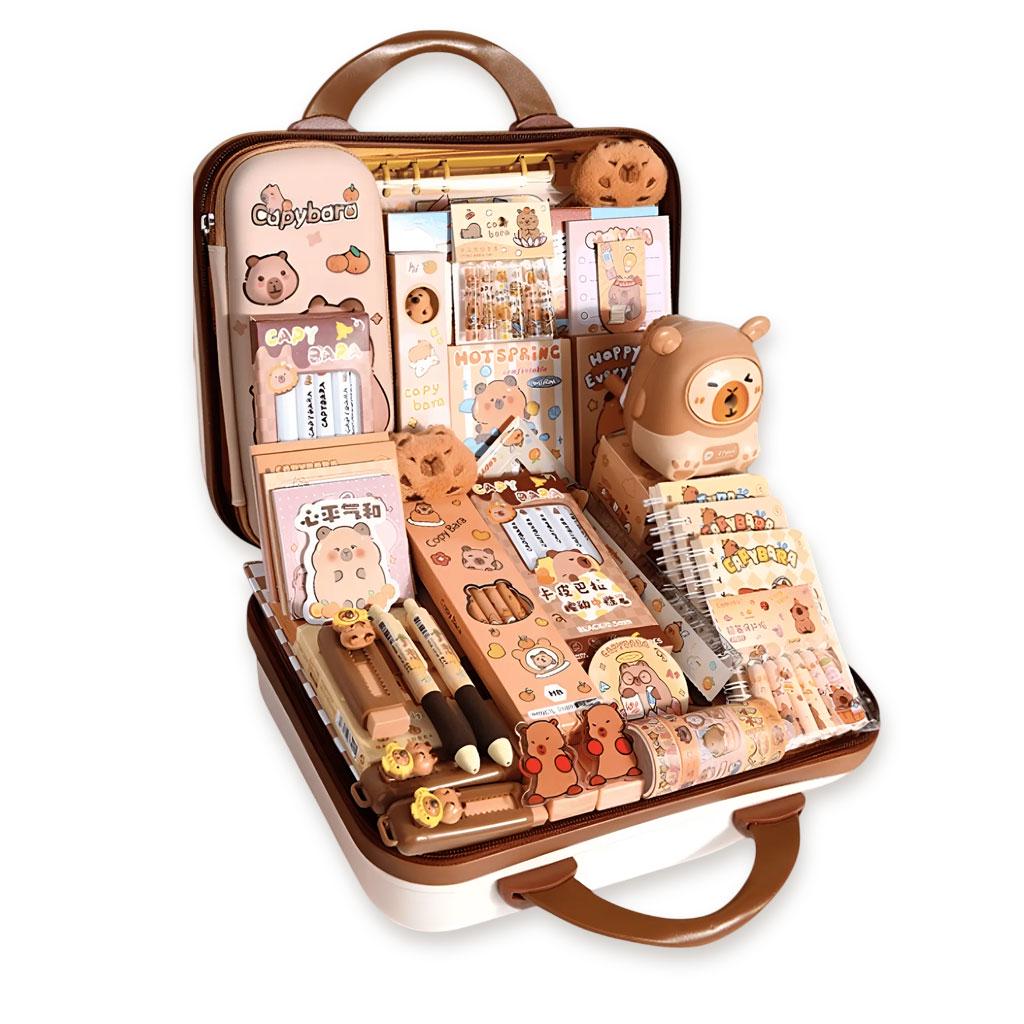 Набор канцелярии в чемодане Капибара 55в1 Бежевый Набор канцелярии в чемодане Капибара 55в1 Бежевый