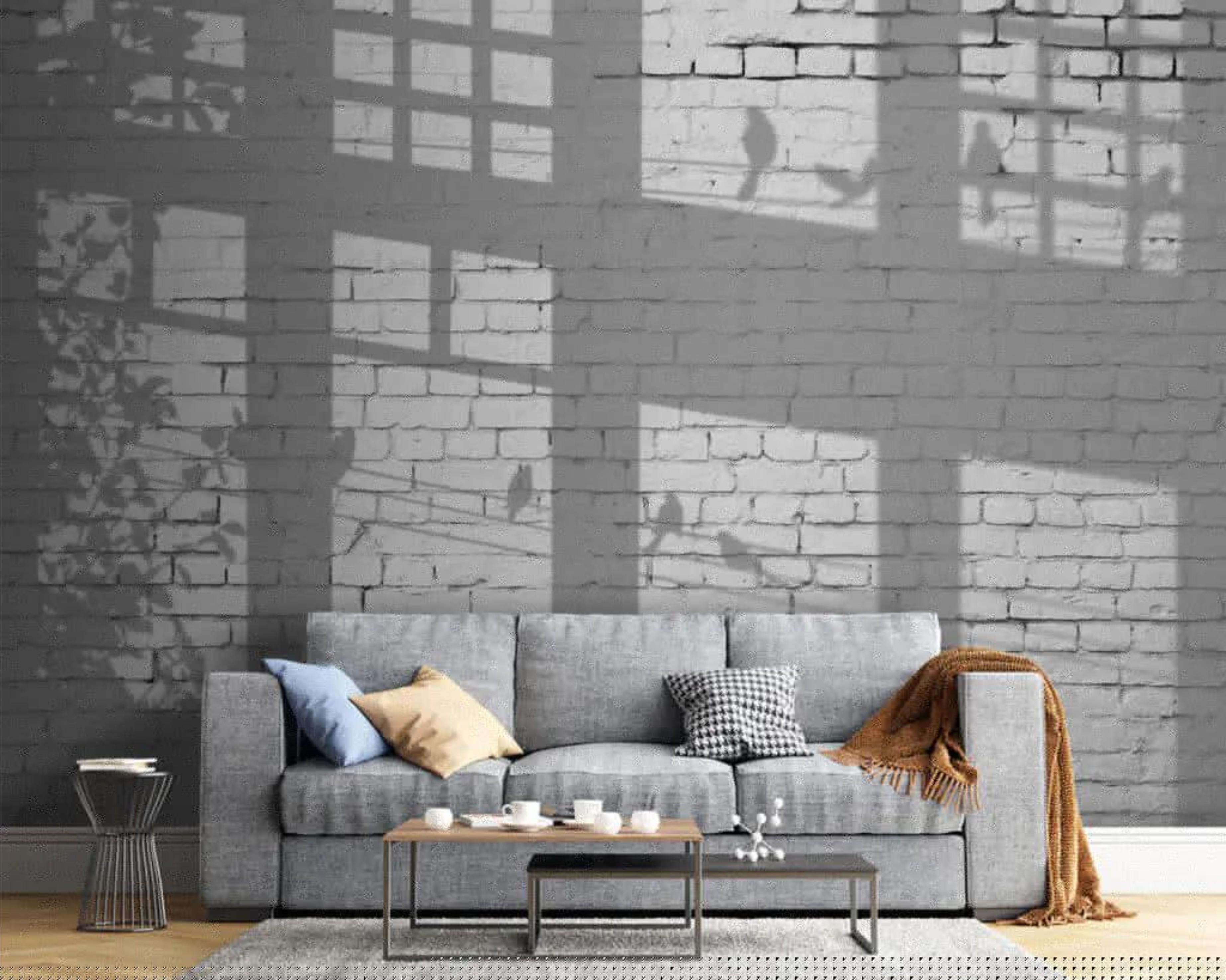 Фотообои Стена с окнами и тень от птиц Серый (000292)