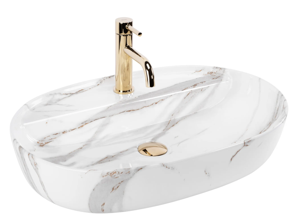 Умывальник накладной Rea AURA 61 см SHINY AIAX мрамор (2619580448)