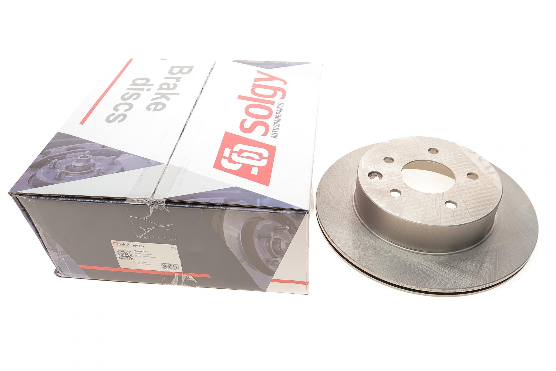 Диск тормозной задний SOLGY Nissan Leaf 10-/Juke 14-/Qashqai 10-/X-Trail 01-13 292x16 мм (208132 SOLGY)