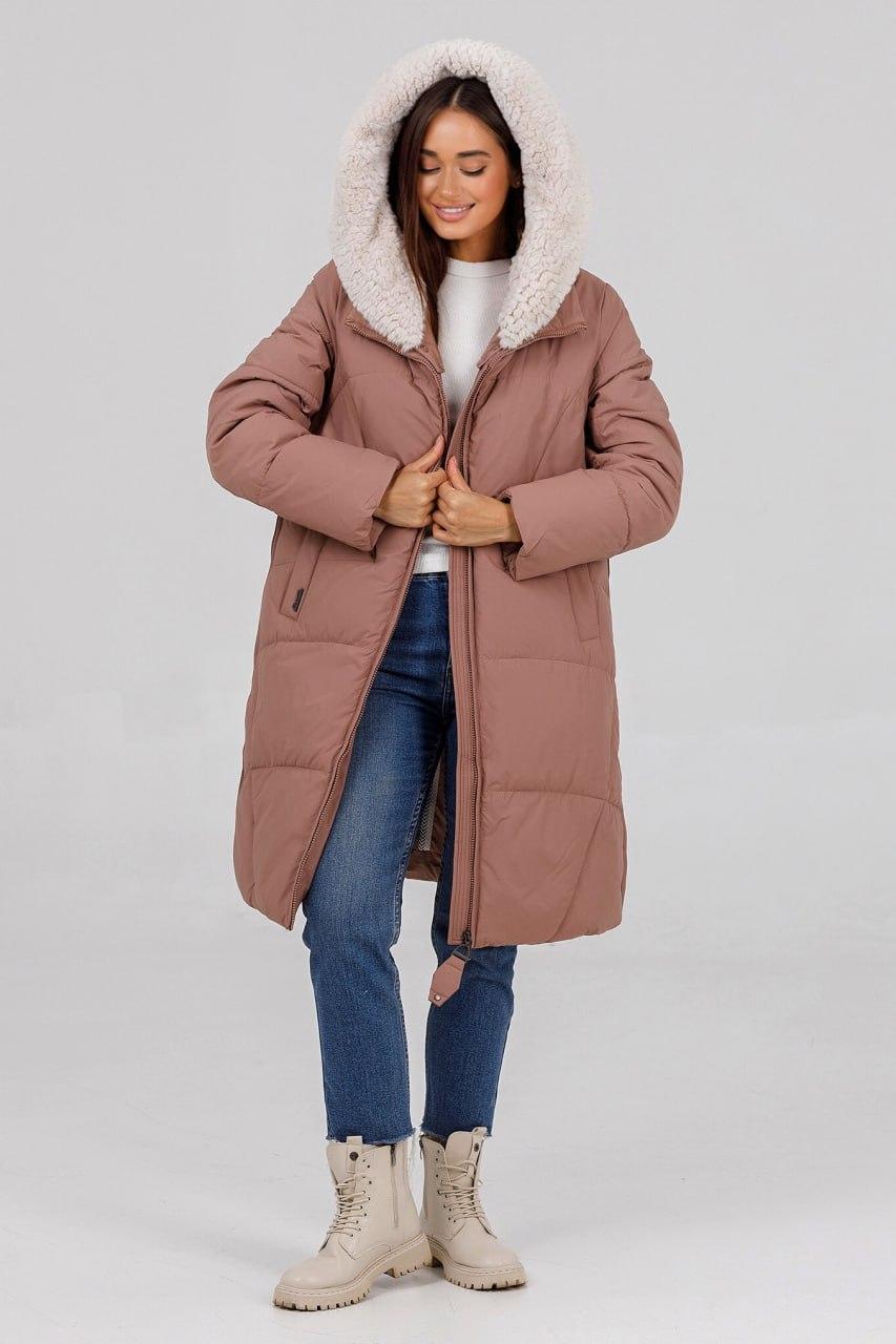 Парка зимова з хутром р. 48 Крем-брюле (998w\48) - фото 3