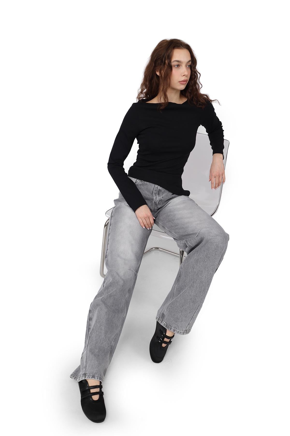 Джинси baggy жіночі р. 42 Світло-сірий (ЦБ-00290504)