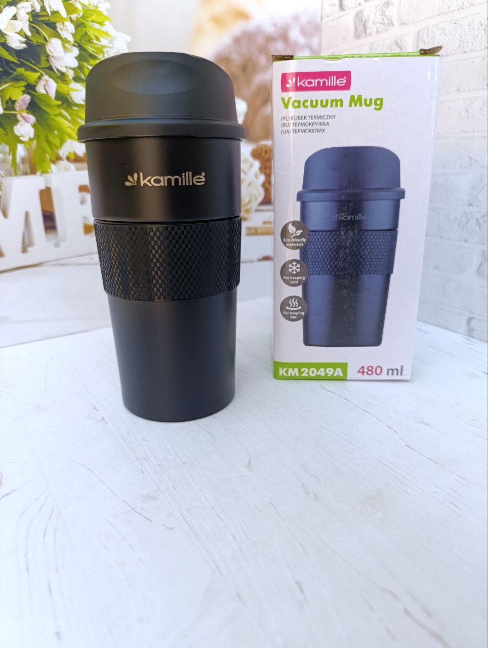 Термокружка Kamille 480 мл Чорний (KM-2049A) - фото 1