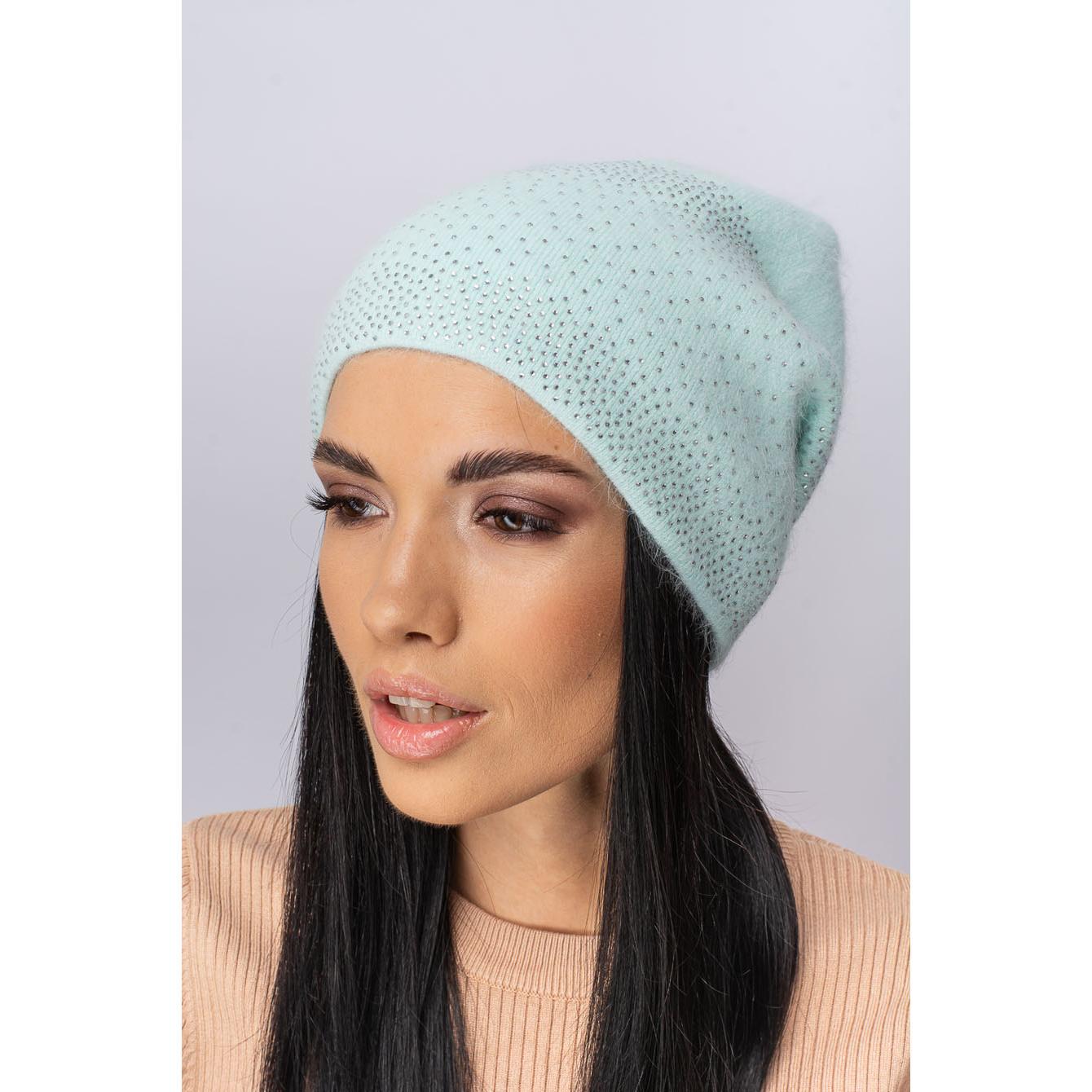 Шапка жіноча ангорова Leks Сузір'я one size М'ята - фото 1