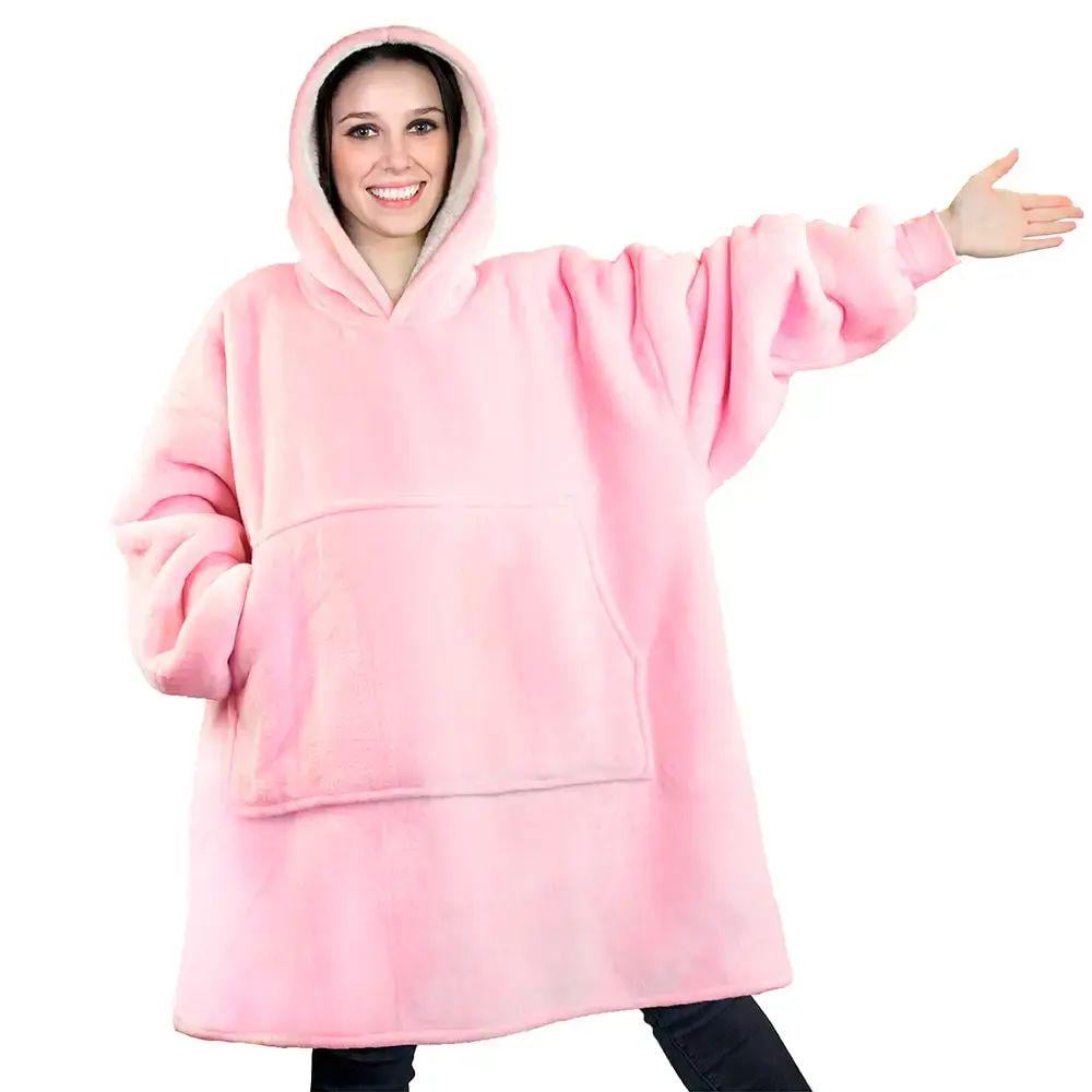 Толстовка-плед HUGGLE HOODIE с капюшоном 80х100 см Розовый (opt-19520)