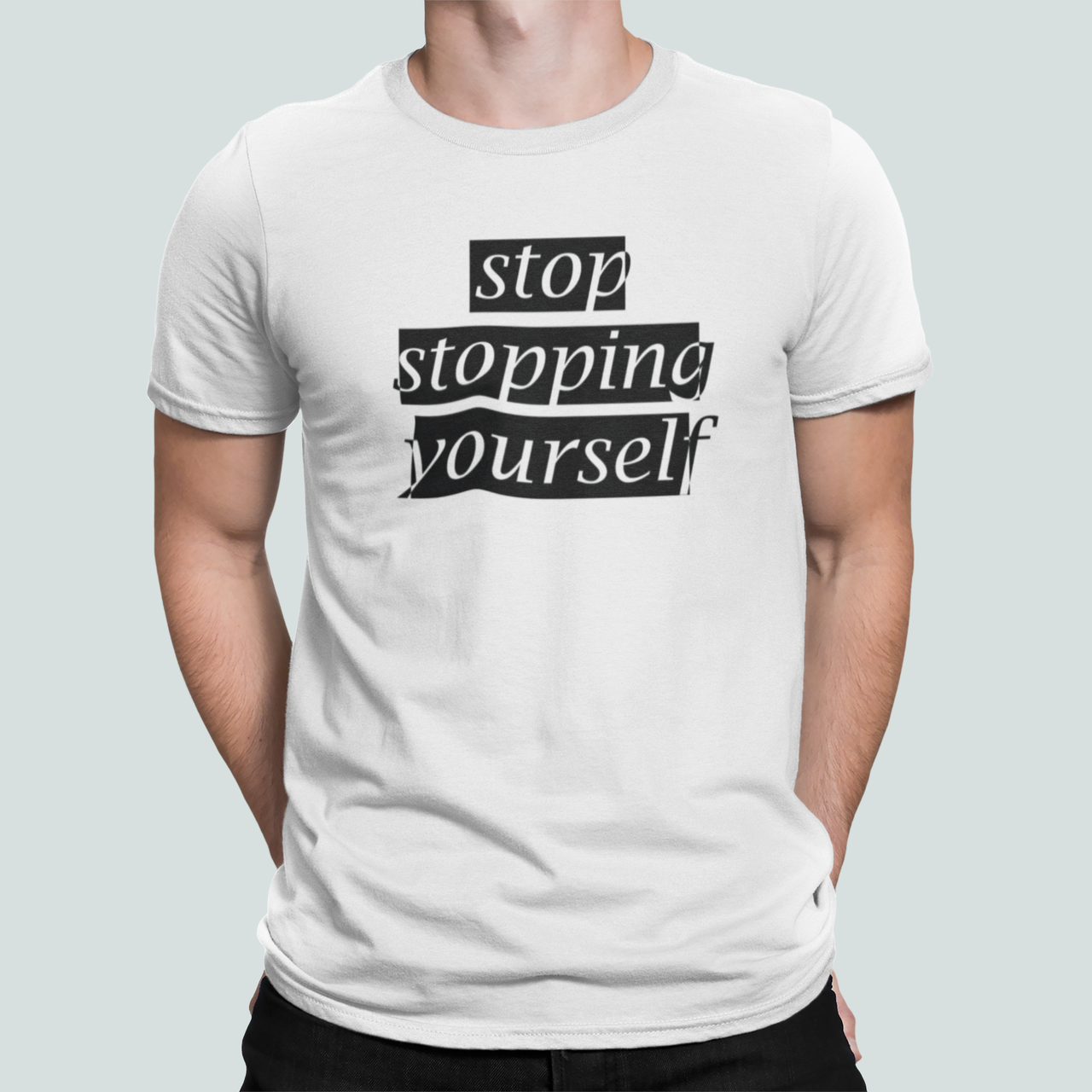Футболка мужская Stedman с принтом "Stop stopping yourself" S Белый (ПН427-7)