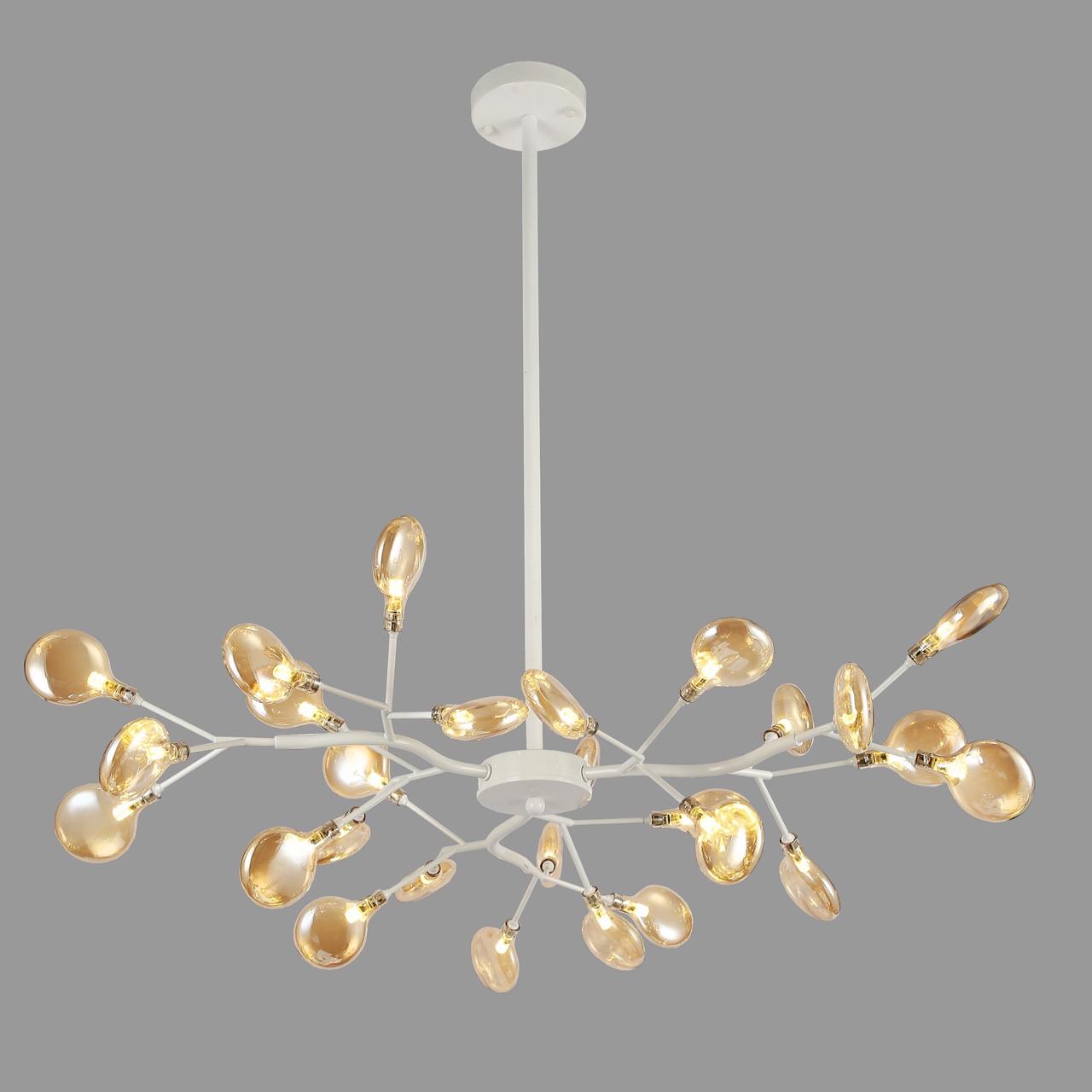 Люстра Petals з скляних пелюсток на 27 ламп Білий (918-LP447-27 WH+BR)