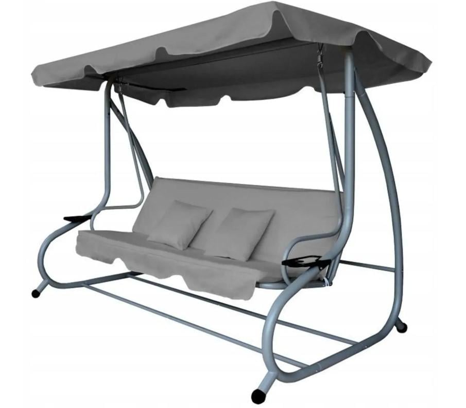 Качели садовые Garden Line уличные раскладные с крышей 210x120x170 см Серый - фото 1 Качели садовые Garden Line уличные раскладные с крышей 210x120x170 см Серый - фото 1