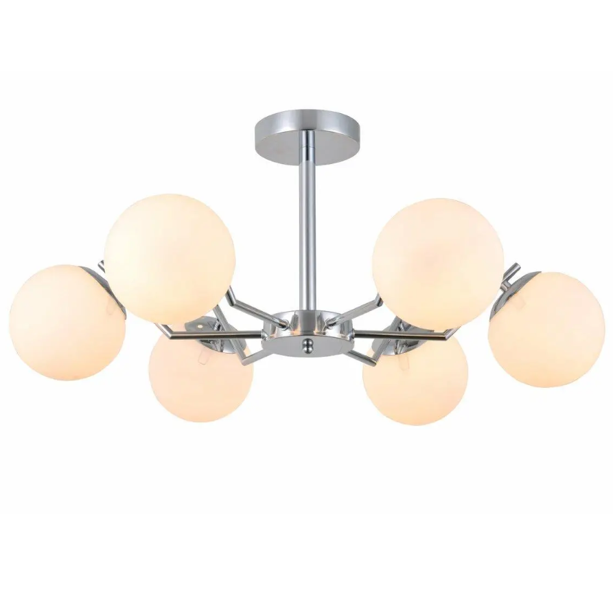 Люстра Sirius на шість плафонів у формі кулі під лампу Е27 Хром (G 74534/6 CR)