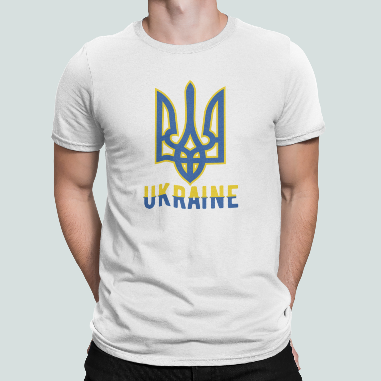 Футболка чоловіча патріотична Stedman з принтом "UKRAINE" Герб України 3 XL Білий (УКР410-10)