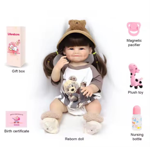 Кукла Reborn Мишель винил-силиконовая с соской/бутылочкой/игрушкой 55 см (1887320989) - фото 5 Кукла Reborn Мишель винил-силиконовая с соской/бутылочкой/игрушкой 55 см (1887320989) - фото 5