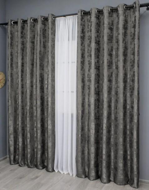 Комплект штор на люверсах Sultan XO жаккард 1,5х2,5 м 2 шт. Темно-серый (1558ш 37-0182) - фото 3 Комплект штор на люверсах Sultan XO жаккард 1,5х2,5 м 2 шт. Темно-серый (1558ш 37-0182) - фото 3