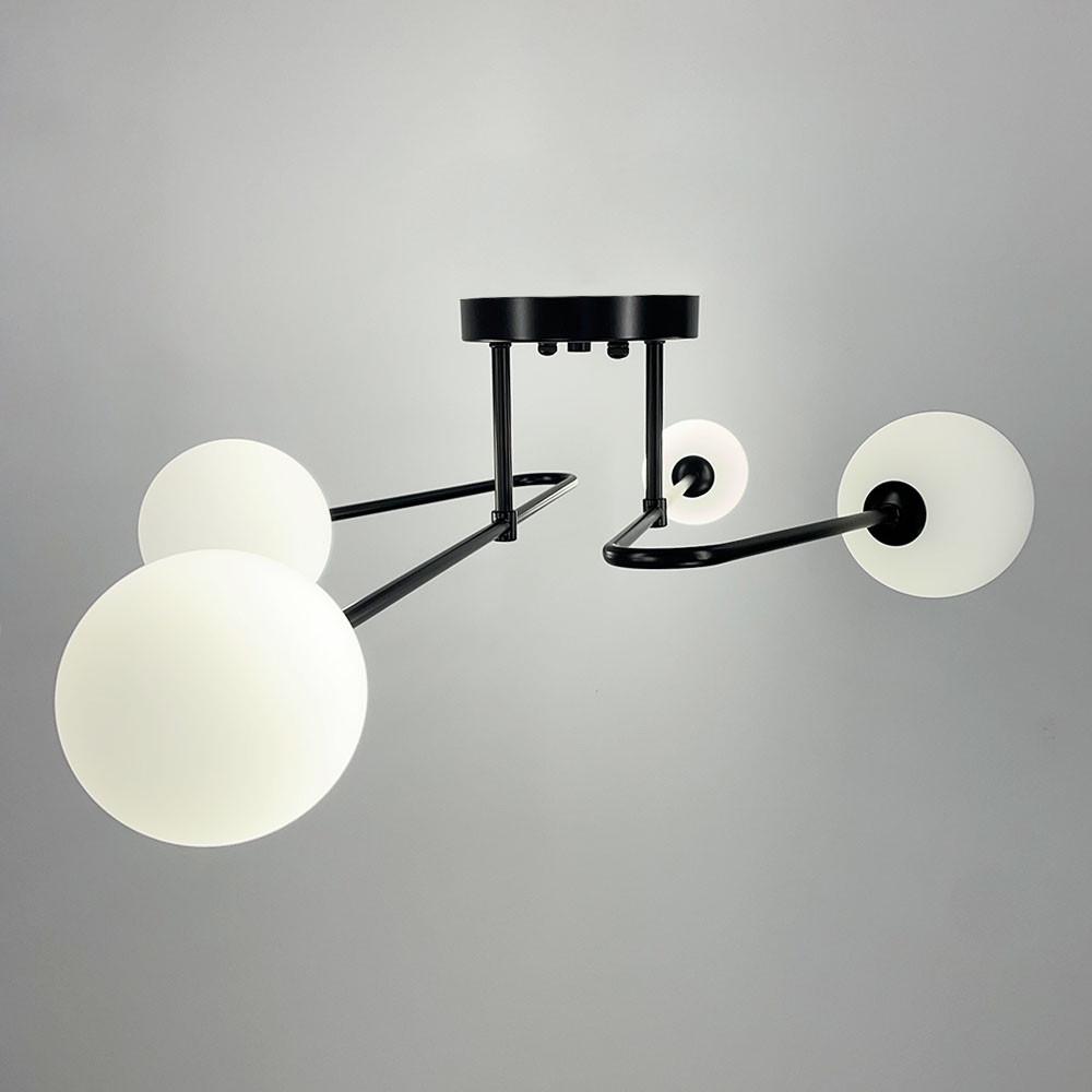 Люстра стельова з вигнутими ріжками на 4 лампи Чорний (YQ 317/4 BK+WT) - фото 5