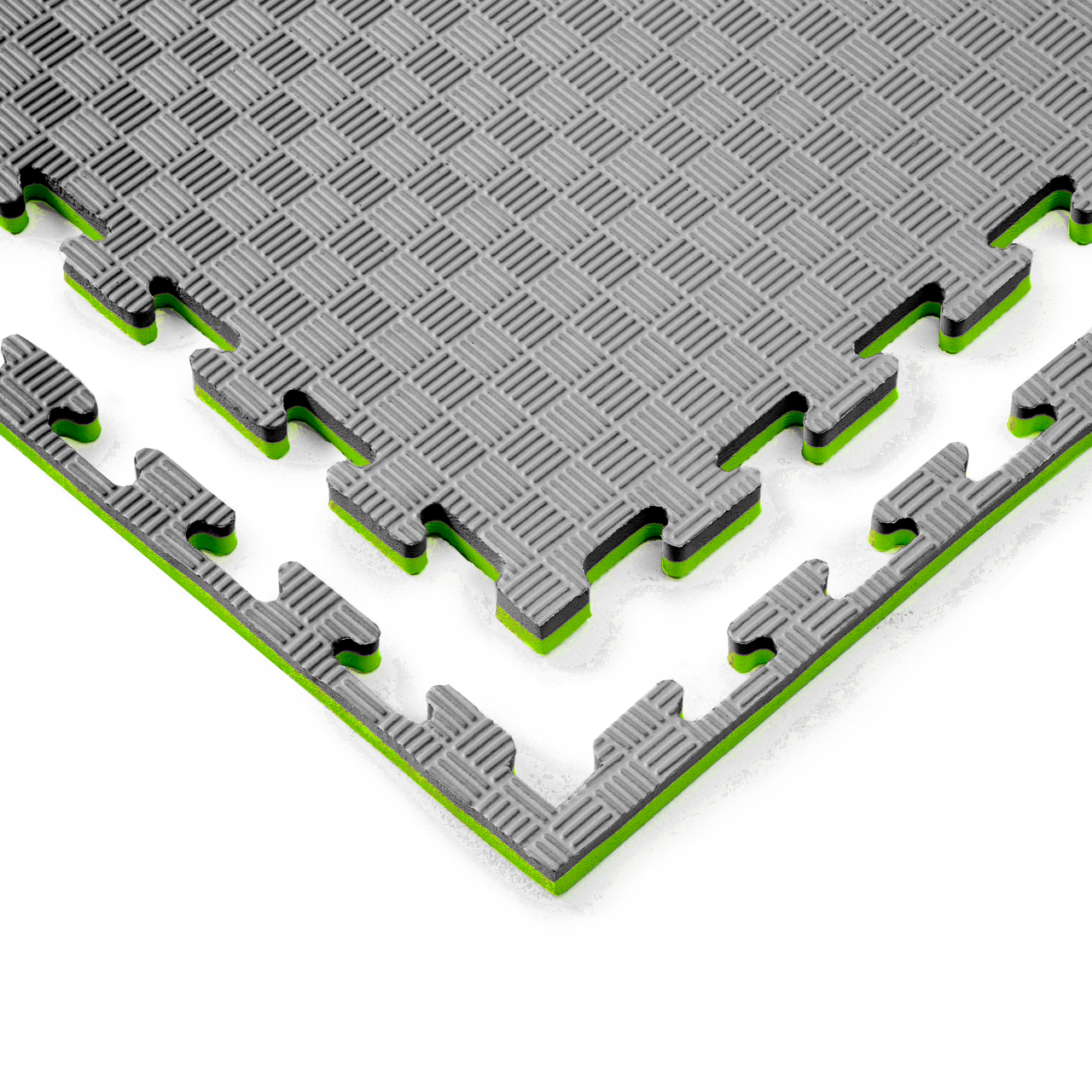 Мат татамі WCG EVA ластівчин хвіст 100х100х2 см Чорно-зелений (W-100х2 Gre/Bl 2)