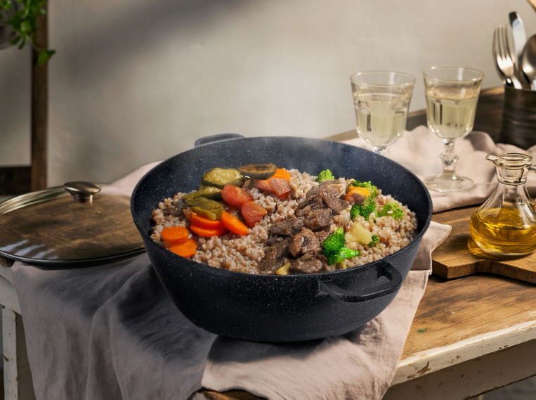 Каструля Kamille з литого алюмінію з кришкою та антипригарним покриттям 22 л (4484) - фото 7