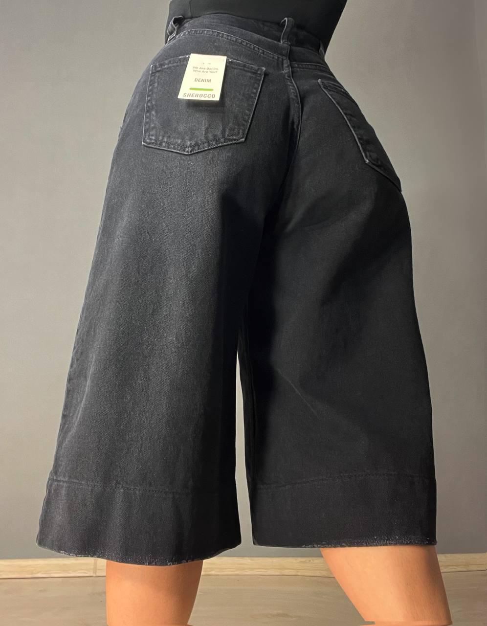 Шорты женские джинсовые Sherocco 400 бермуды длинные с высокой посадкой и манжетом р. 25 Черный (4261) - фото 3