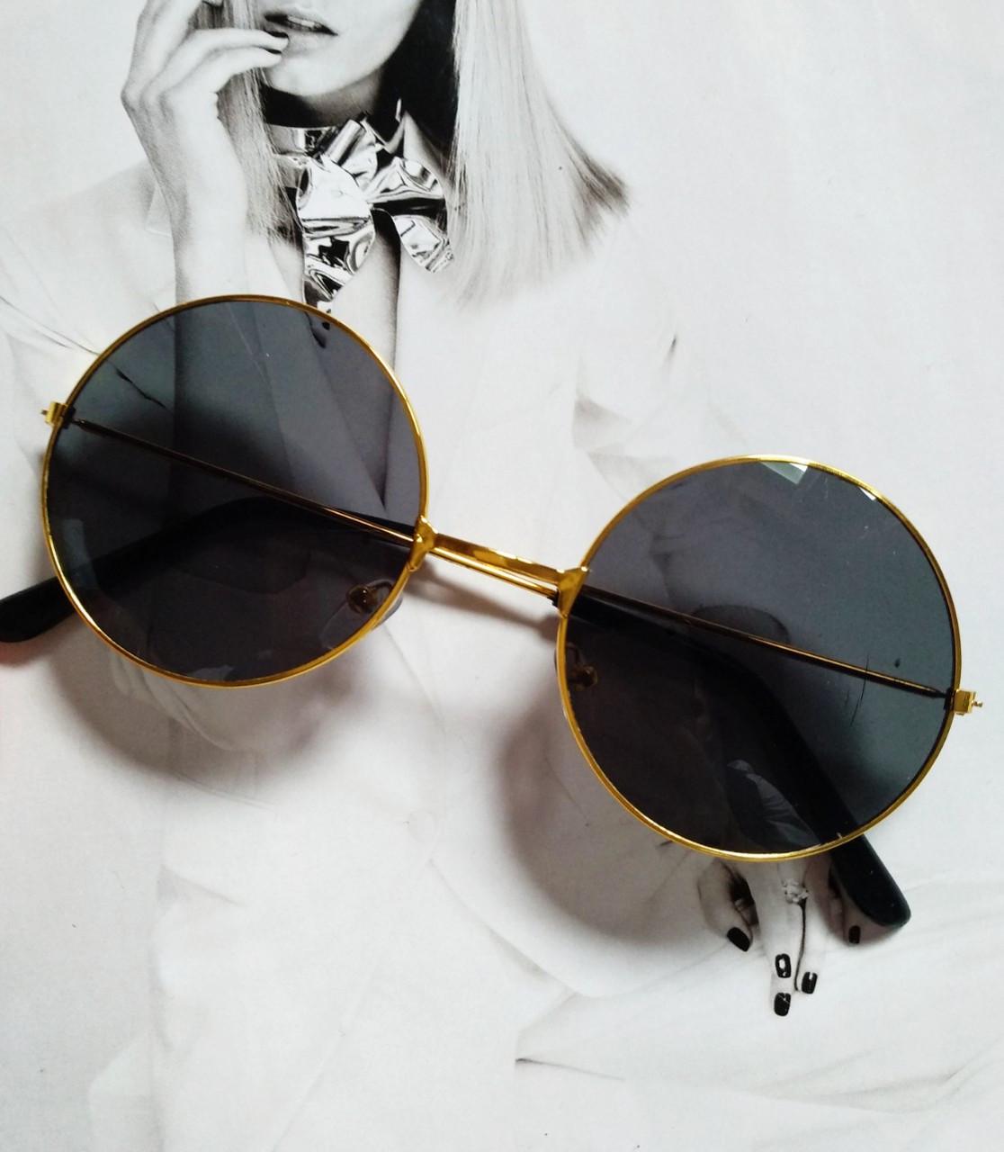 Солнцезащитные очки круглые тишейды Черный в золоте