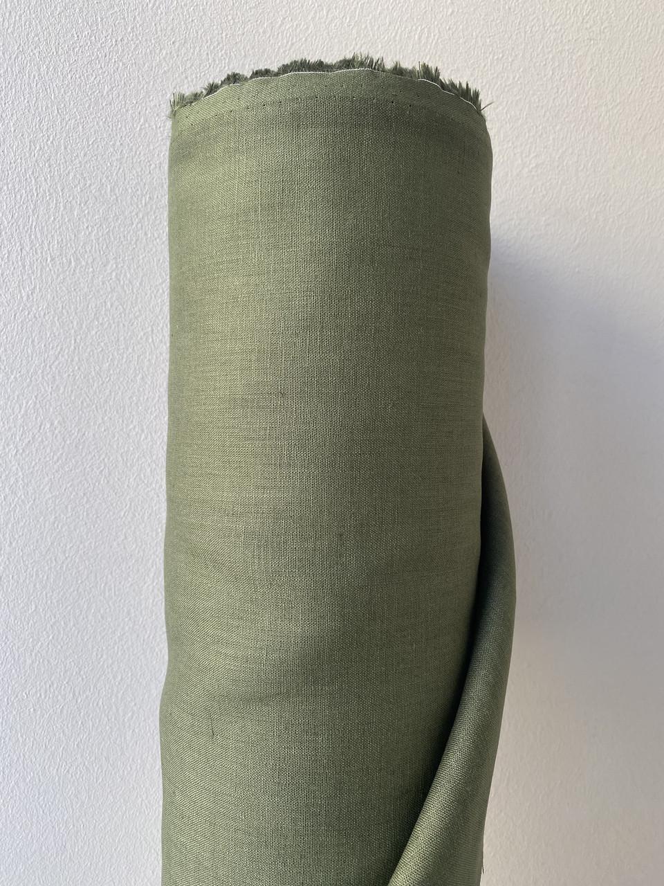 Ткань рубашечно-платьевая LINEN PLUS 100% лен 143 см 578 Оливковый - фото 4