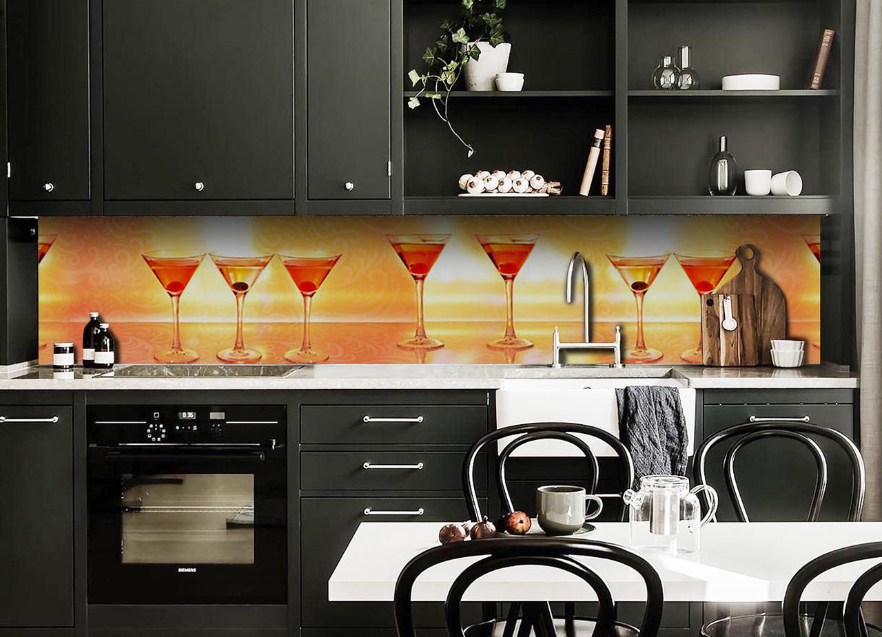 Кухонный фартук Солнечный коктейль из самоклеющейся виниловой пленки 60х250 см Оранжевый