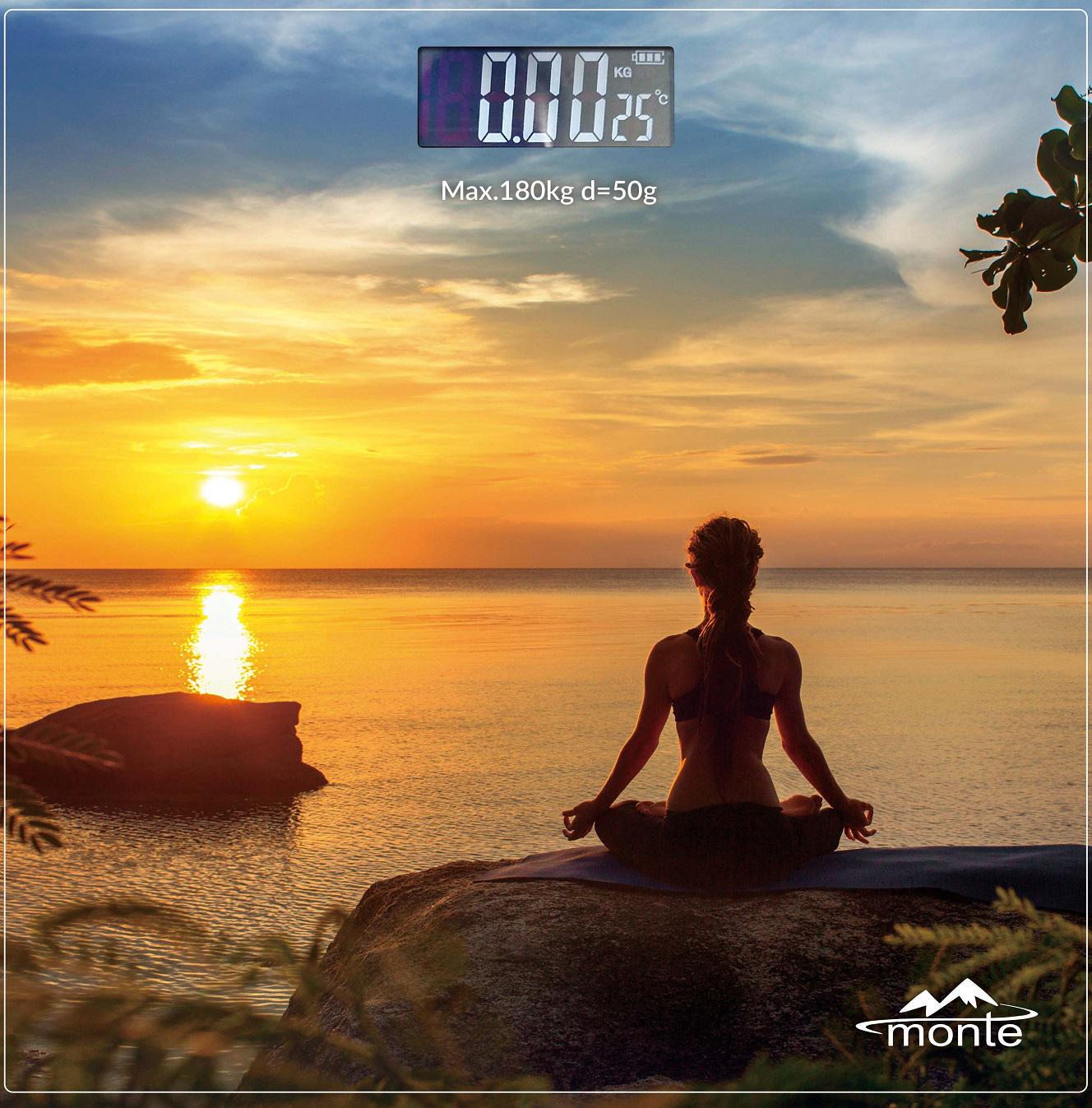 Весы напольные Monte MT-6013-3 Йога на закате солнца (79841)