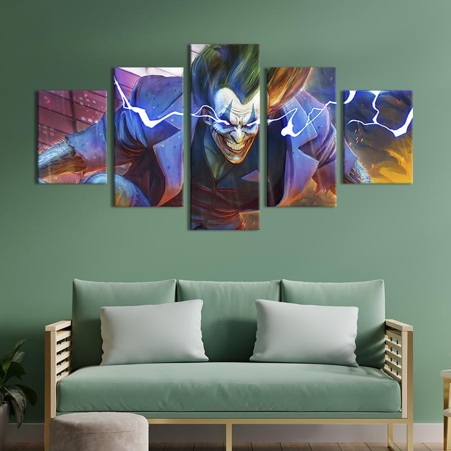 Модульная картина из 5 частей Демонический Джокер DC Comics 162x80 см (717-52)