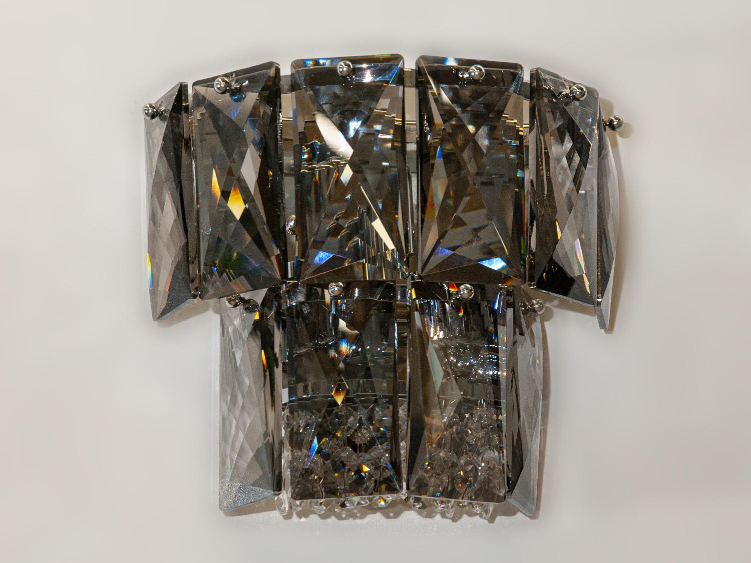 Бра классическая хрустальная прикроватная Золотой дымчатый (8070-1W-G)