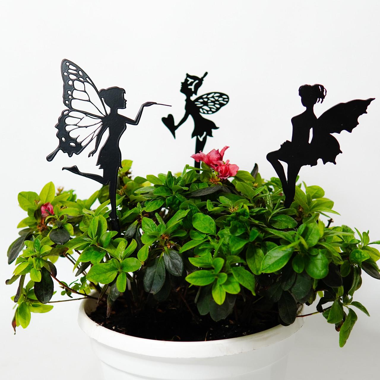 Декор для горшка/кашпо/сада набор фей из металла 3 (DCR083)