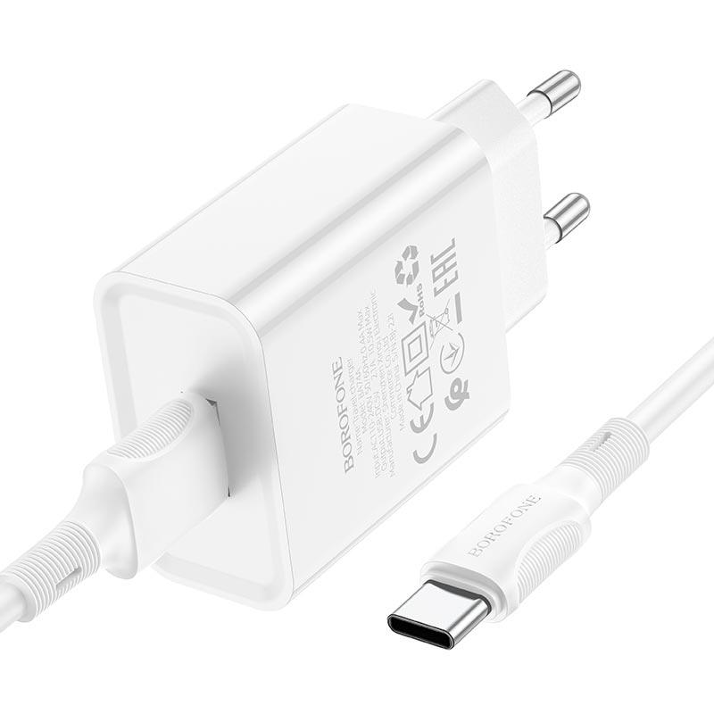 Сетевое зарядное устройство Borofone Type-C Cable Aspirer Single Port Charger set BA74A White (10307288) - фото 4