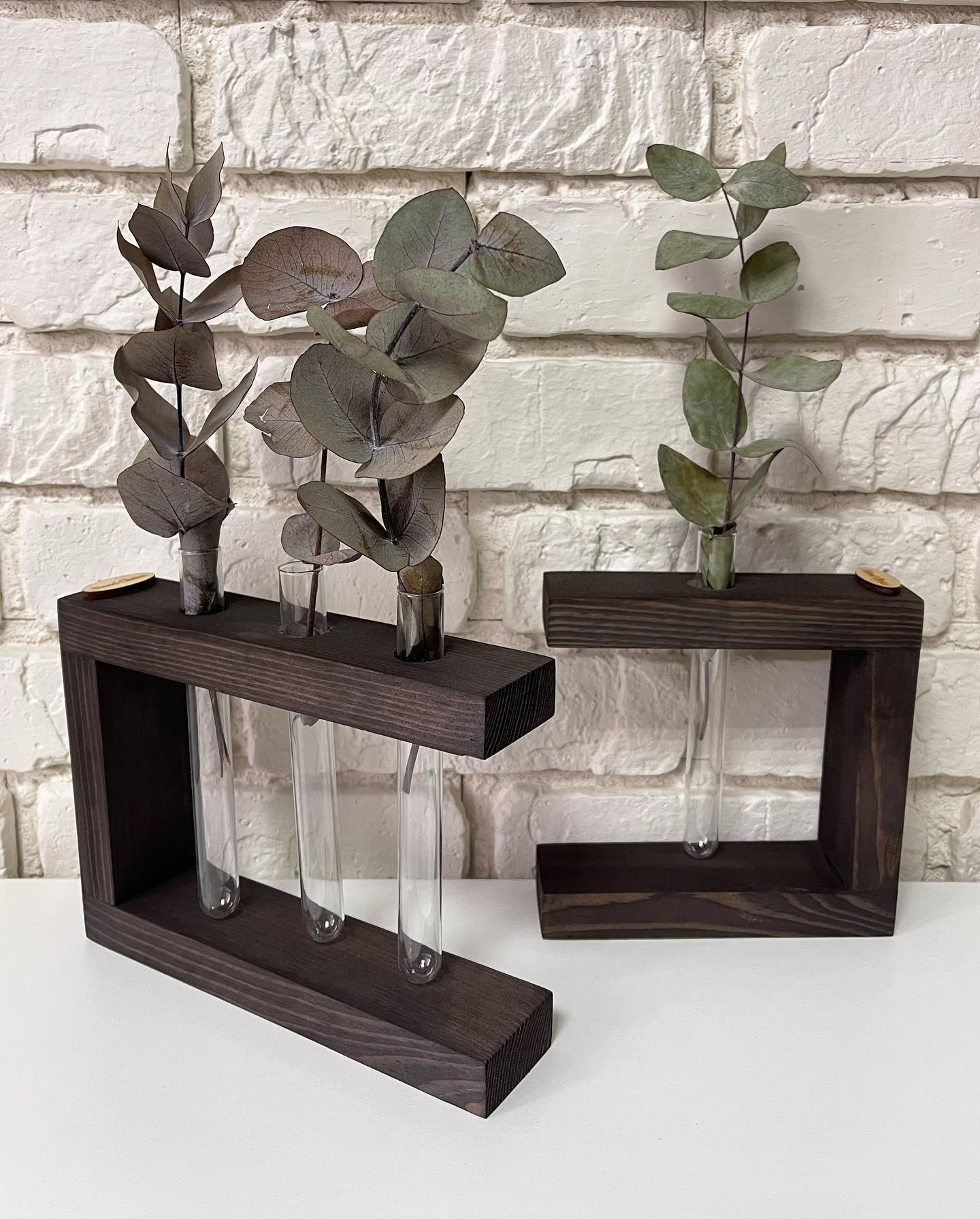 Ваза із пробірками для квітів міні 20х15 3 шт. Коричневий - фото 2