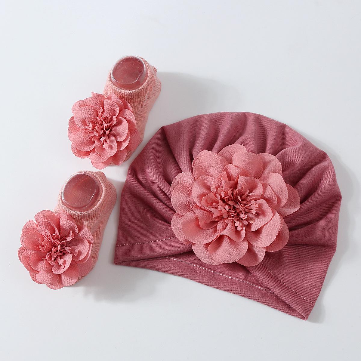 Набор для новорожденных Сакура шапочка и носки от 0 до 12 месяцев Темно-розовый (13125162501)