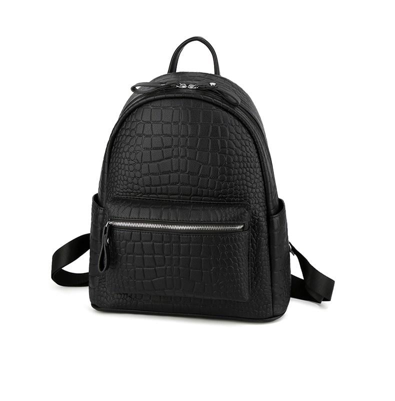 Городской женский рюкзак под рептилию 38х33х13 см Черный (204.158)