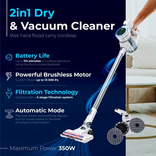 Пылесос вертикальный Adler 2в1 для сухой и влажной уборки твердого пола 350 Вт (AD 7064) - фото 11