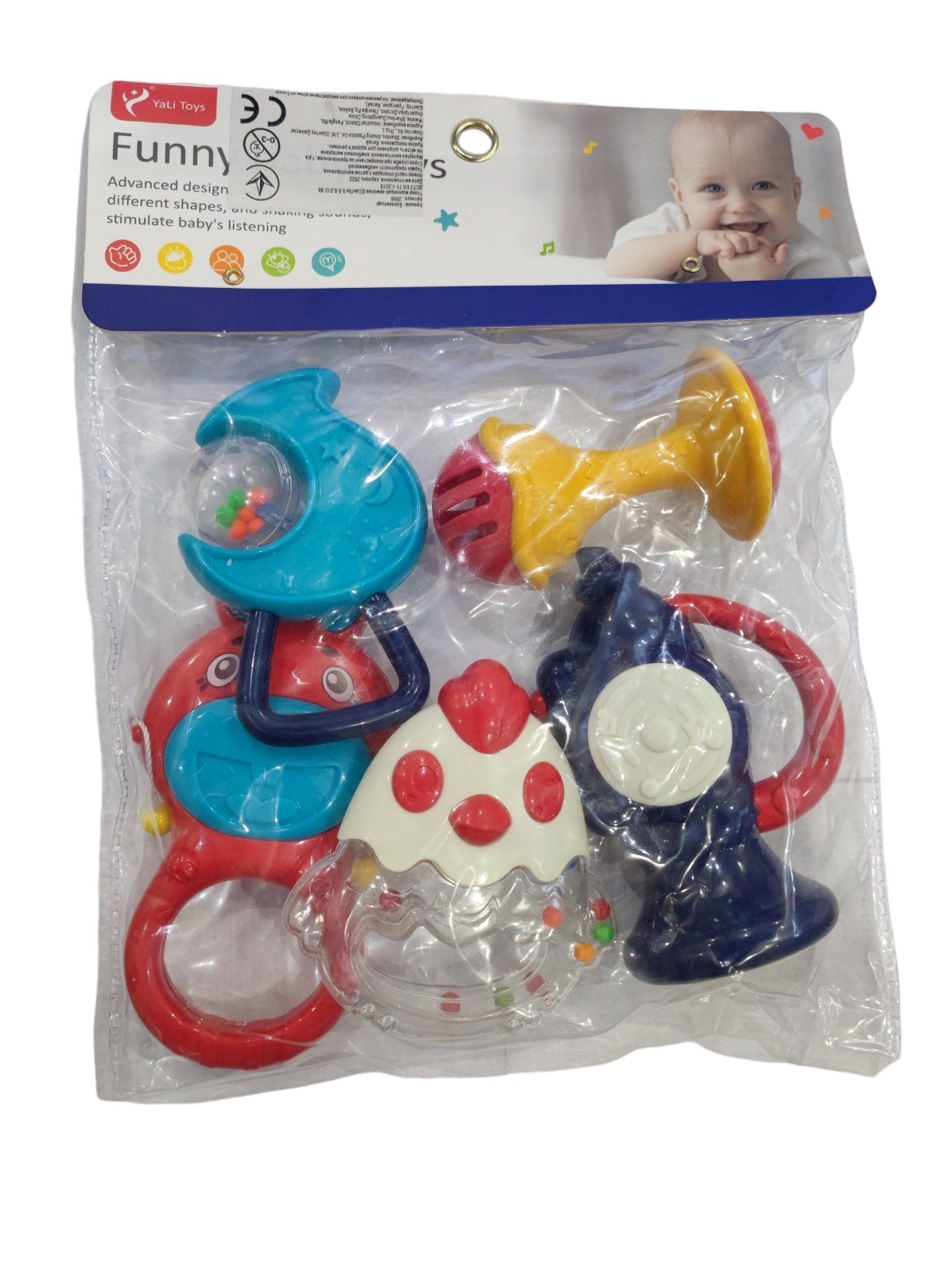 Набор детский погремушка с прорезывателем Funny Toys 9/14 см 5 пр. Разноцветный (132938) Набор детский погремушка с прорезывателем Funny Toys 9/14 см 5 пр. Разноцветный (132938)