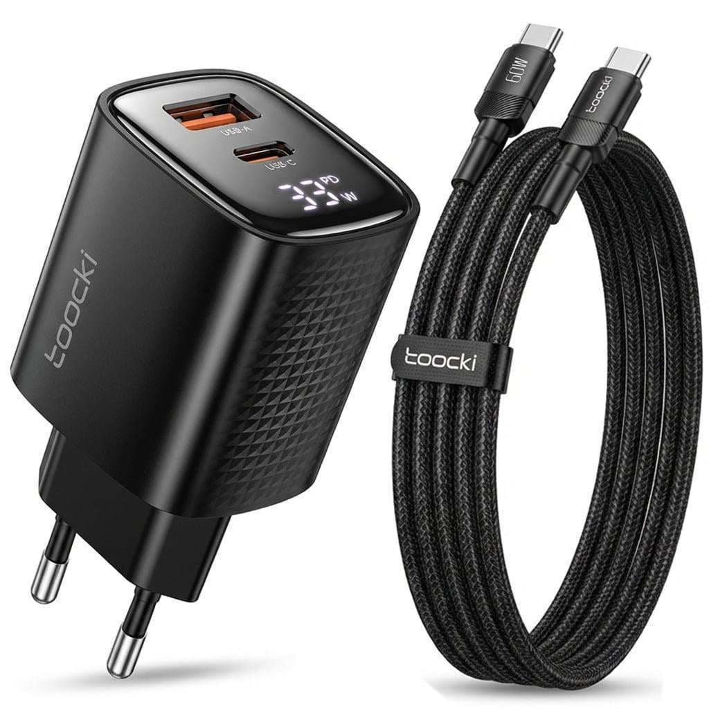 Зарядний пристрій Toocki TCT33-22EU 33W/Кабель Toocki TQ-X12 60W 480Mbps Type-C-Type-C Black (43743)