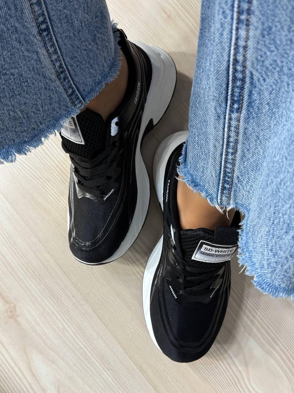 Кроссовки женские Violeta 149-62 текстильные сетка р. 38 Черный/Белый (5048) - фото 3